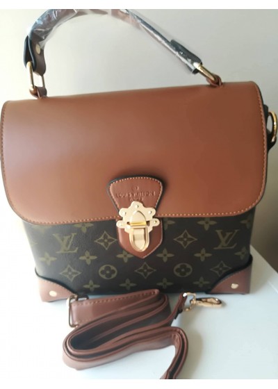 Луксозна дамска чанта Louis Vuitton в два оттенъка на кафяво